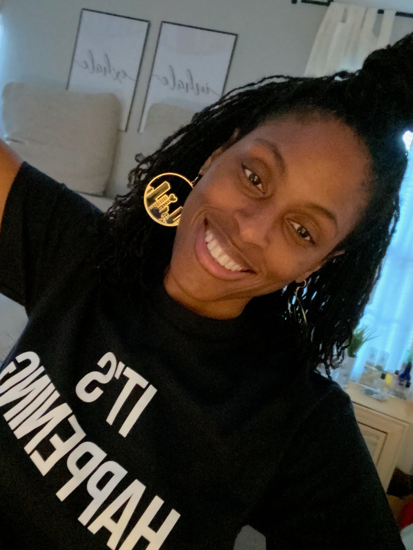 It’s Happening Tee - Black/ White Letter