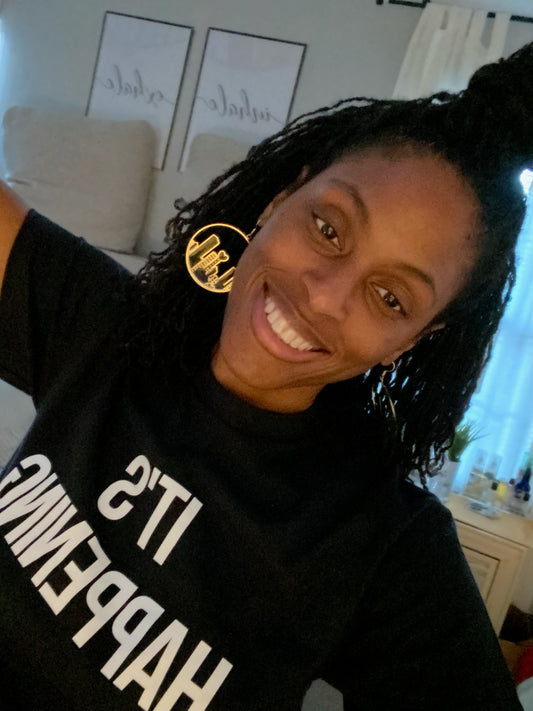 It’s Happening Tee - Black/ White Letter